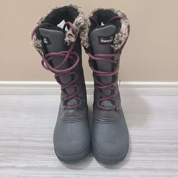 EUC Aubergine Purple & Grey WOMEN'S WINTER BOOTS with Faux Fur - Hardly worn! - Picture 2 of 6